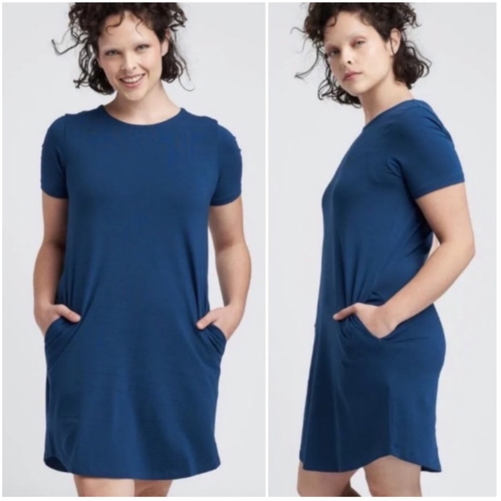 Universal Standard Teal Blue Cotton Blend Pocket T Shirt Dress 18-20‎
